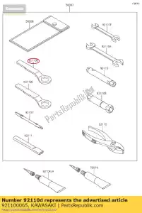 Kawasaki 921100065 chave de ferramenta, extremidade da caixa, 27 mm - Lado inferior