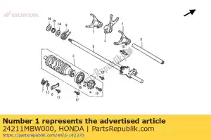 Honda 24211MBW000 garfo, câmbio de marchas - Lado inferior