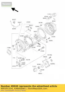 kawasaki 490301104 hub, rr, lh klf300-c1 - Onderkant