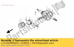 Aqui você pode pedir o pistão (o. S. 1. 00) em Honda , com o número da peça 13105KWN903:
