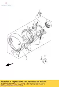 Suzuki 3510010FE0999 conjunto de farol - Lado inferior