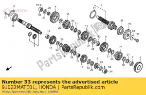 honda 91022MATE01 rodamiento, aguja, 22x38x16 - Lado inferior