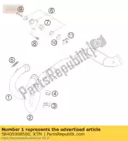 58405008500, KTM, tubo de escape r / s 03 ktm adventure lc4 smc sxc 625 640 660 2003 2004 2005 2006 2007, Nuevo