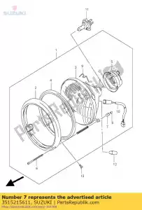 Suzuki 3515215611 porca, lâmpada de cabeça a - Lado inferior