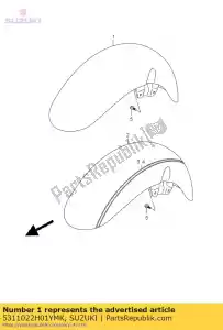 Suzuki 5311022H01YMK guardabarros delantero - Lado inferior