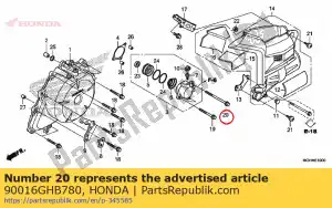 Honda 90016GHB780 parafuso, flange, 6x75 - Lado inferior