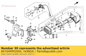 Honda 84704MM2000 tampa, placa de matrícula - Lado inferior