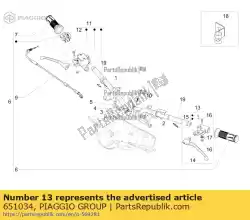 Aquí puede pedir empuñadura izquierda con palanca de freno trasero de Piaggio Group , con el número de pieza 651034: