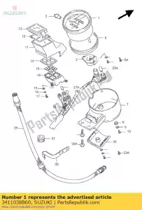 Suzuki 3411038B60 velocímetro, km - Lado inferior