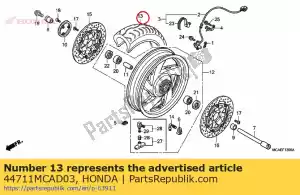 honda 44711MCAD03 pneu, fr. (bridgestone) (130 / 70r18 63h) - Lado inferior