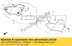 Aqui você pode pedir o capa, l. Lado * nh437m * (nh437m mat ray silver) em Honda , com o número da peça 83611MFAD00ZA: