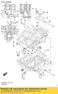 Suzuki 1139048H00 chorro, pistón fresco - Lado inferior