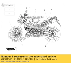 Aprilia 2B004521, Decalcomania della pressione dei pneumatici, OEM: Aprilia 2B004521