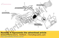 Here you can order the mark (dct) *type1* (type1 ) from Honda, with part number 86660MGHD20ZA: