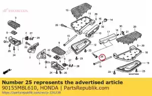 honda 90155MBL610 boulon, douille, 8x32 - La partie au fond