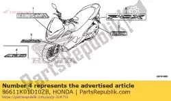 merk, abs * type1 * van Honda, met onderdeel nummer 86611K01D10ZB, bestel je hier online: