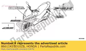 Honda 86611K01D10ZB merk, abs * type1 * - Onderkant
