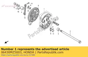 Honda 06430MZ5003 jogo de sapata, freio - Lado inferior