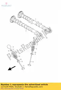 Suzuki 1271047H00 nokkenas, inlaat - Onderkant