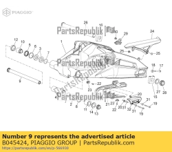 Aprilia B045424, Pen van de achterbrug, OEM: Aprilia B045424