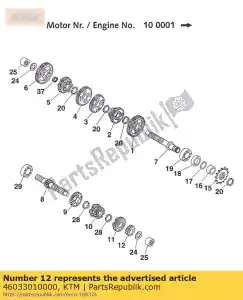 ktm 46033010000 engrenagem sólida 2ª engrenagem 16-t - Lado inferior