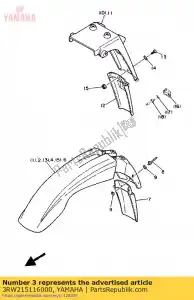 yamaha 3RW215116000 spatbord, voorkant - Onderkant