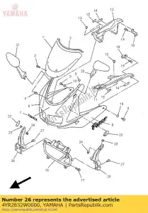 yamaha 4YR2832W0000 quedarse, espejo 2 - Lado inferior