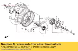Aquí puede pedir collar, rr. Distancia entre ruedas de Honda , con el número de pieza 42620MBZ610: