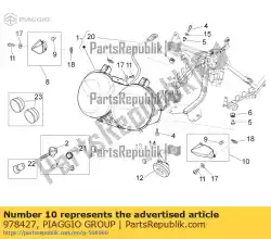 Ici, vous pouvez commander le clignotant avant gauche auprès de Piaggio Group , avec le numéro de pièce 978427: