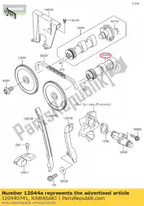 kawasaki 120440741 nokkenasklep, inlaat kl650ecf - Onderkant