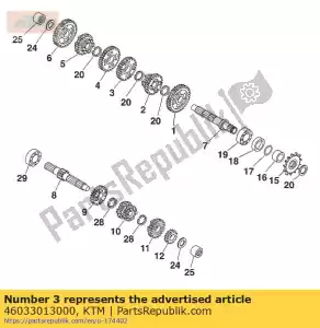 ktm 46033013000 idler gear 3rd gear 31-t - Bottom side