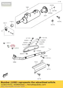 kawasaki 11061Y032 junta, tubo de escape kvf300ccf - Lado inferior