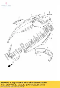 Suzuki 4711149F00Y7L cubierta, marco, r - Lado inferior
