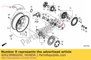 honda 42623MBG000 kraag, rr. as - Onderkant