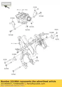 kawasaki 321900607 support-moteur, upp, lh kx250zdf - La partie au fond