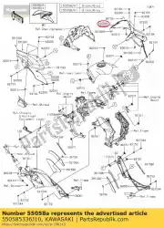 01 motorkap,zij,rechts,e. B. Groen+grijs van Kawasaki, met onderdeel nummer 550585336J10, bestel je hier online: