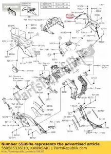 kawasaki 550585336J10 01 motorkap,zij,rechts,e.b.groen+grijs - Onderkant