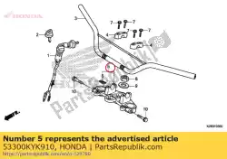 Ici, vous pouvez commander le chevalet comp., haut de fourche auprès de Honda , avec le numéro de pièce 53300KYK910: