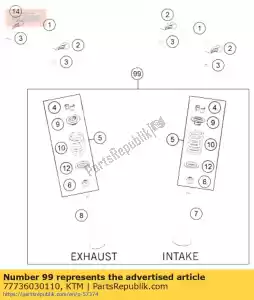 ktm 77736030110 kit de vannes 250 exc-f, xcf-w 14 - La partie au fond