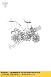 Here you can order the fuel tank decal from Triumph, with part number T2402549: