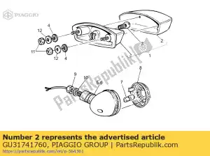 Piaggio Group GU31741760 achterlicht lens - Onderkant