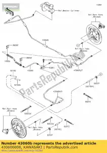 kawasaki 430600008 01 pipe-brake,rr,rh - Bottom side