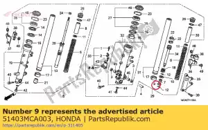 Honda 51403MCA003 klep, olieslot - Onderkant