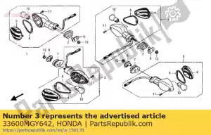 Honda 33600MGY642 winker assy., r. rr. (12v - Lado inferior