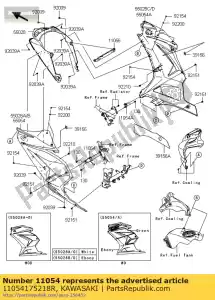 kawasaki 11054175218R support, capot latéral, lh, ex250 - La partie au fond