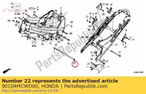 Honda 90104MCWD00 boulon, bride, 12x357 - La partie au fond