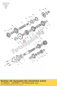 triumph T1189001 versnelling uitgang 1e 37 - Onderkant