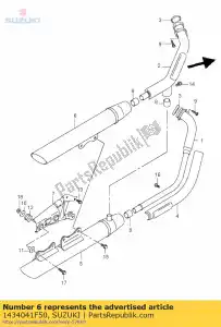 Suzuki 1434041F50 cuerpo comp, silenciador - Lado inferior