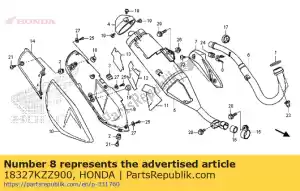 Honda 18327KZZ900 verblijf, ex. pijp beschermer - Onderkant
