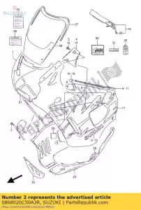 suzuki 6868020C50A3R fita, capuz. r.s. - Lado inferior